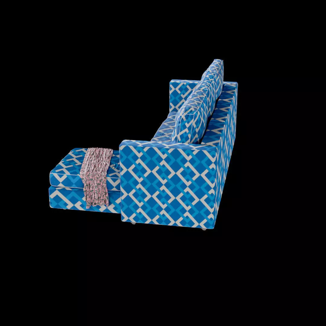 L-Shaped 3-Seater Sofa 3D model_9