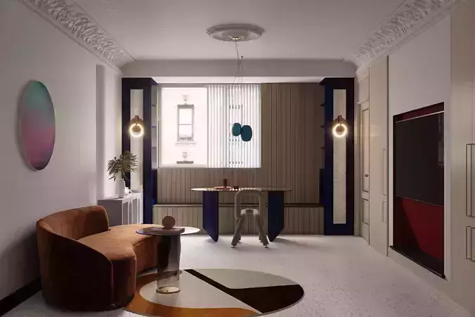 Luxury living room dining room interior scenes 53