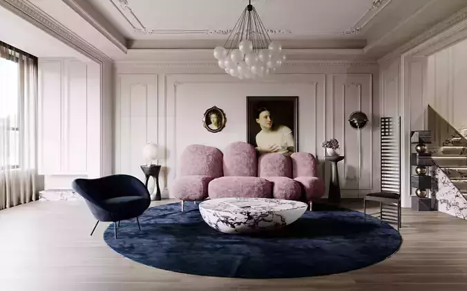 Luxury living room dining room interior scenes 54