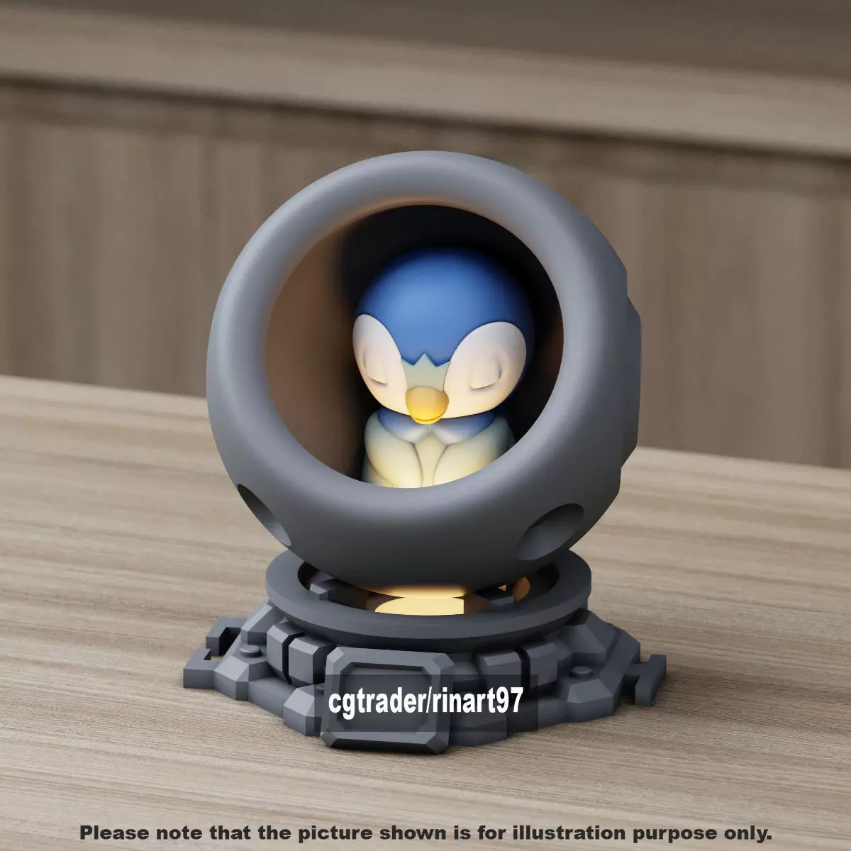 Piplup in healing machine pods from pokemon 3D print model_5