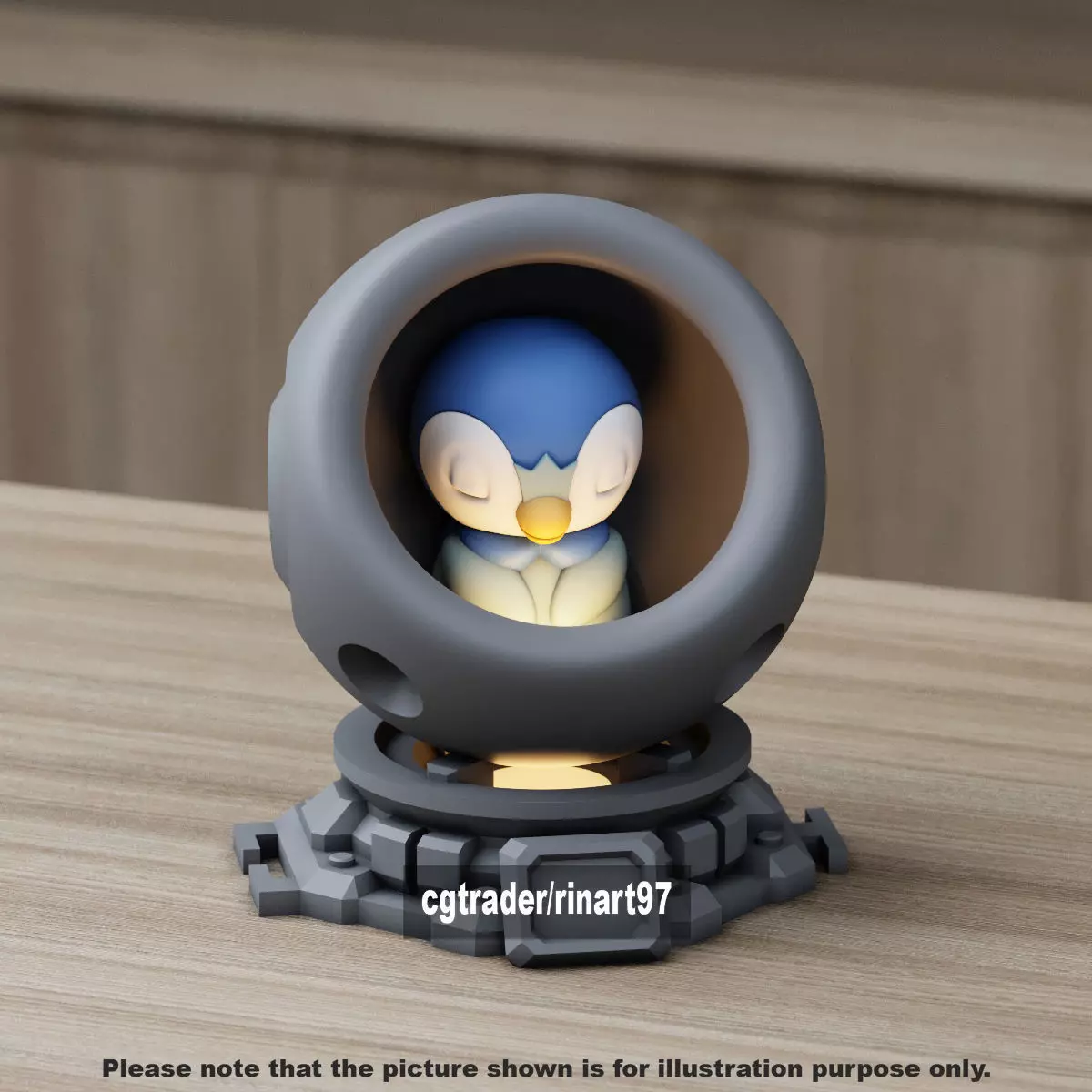 Piplup in healing machine pods from pokemon 3D print model_7