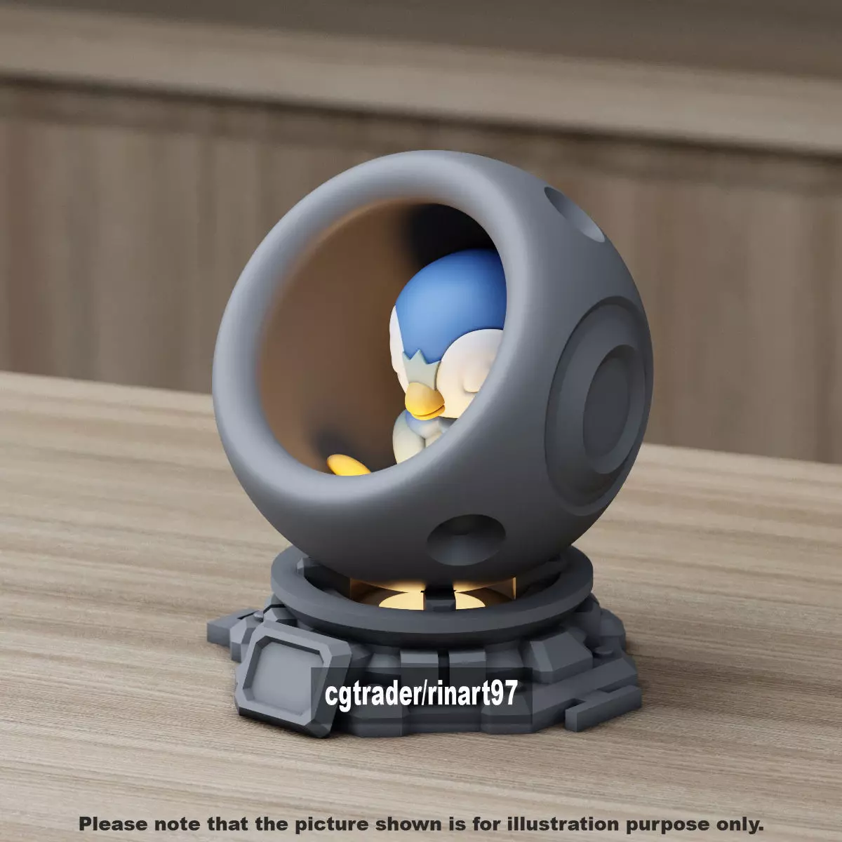 Piplup in healing machine pods from pokemon 3D print model_1