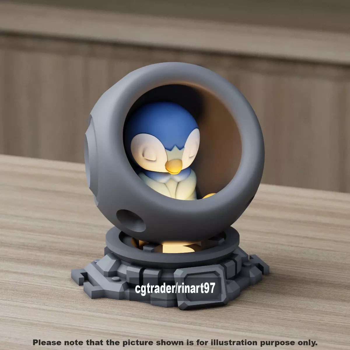 Piplup in healing machine pods from pokemon 3D print model_8