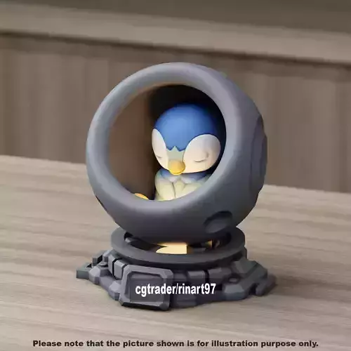 Piplup in healing machine pods from pokemon 3D print model