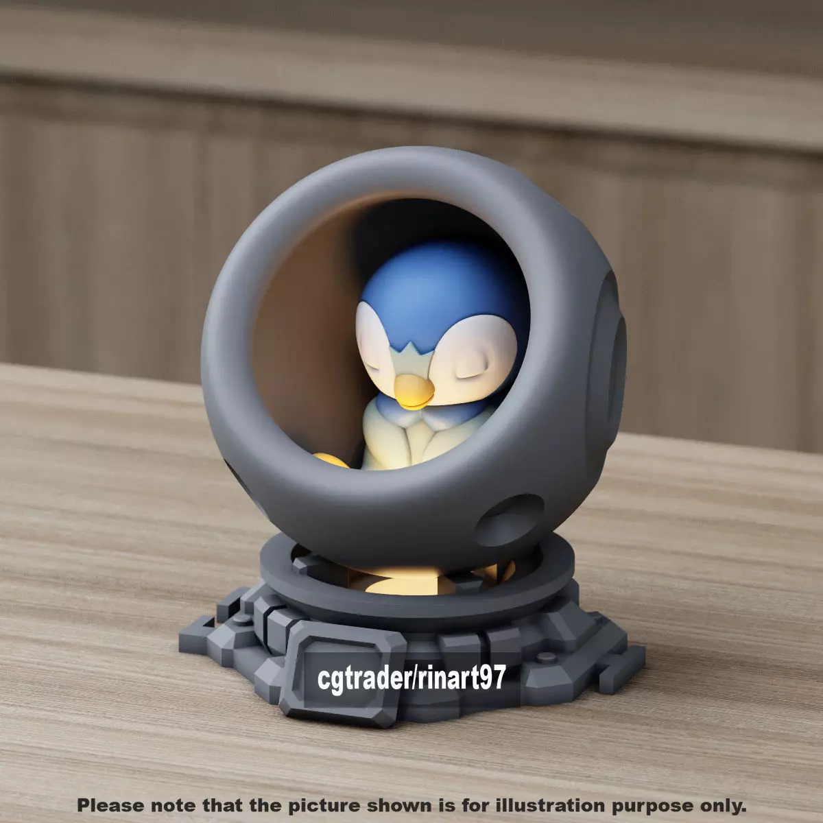 Piplup in healing machine pods from pokemon 3D print model_0