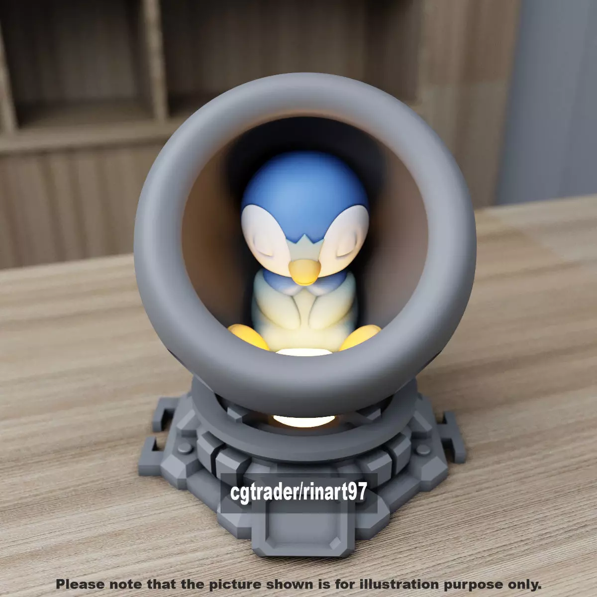 Piplup in healing machine pods from pokemon 3D print model_2