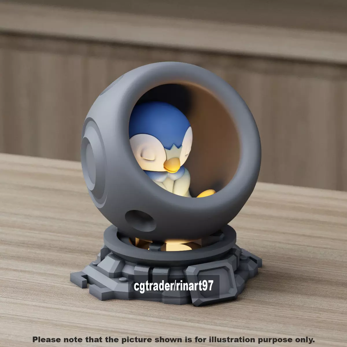 Piplup in healing machine pods from pokemon 3D print model_9