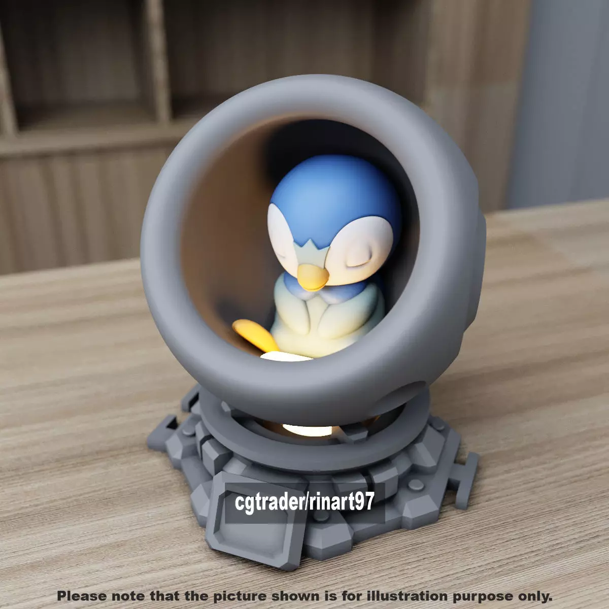 Piplup in healing machine pods from pokemon 3D print model_3