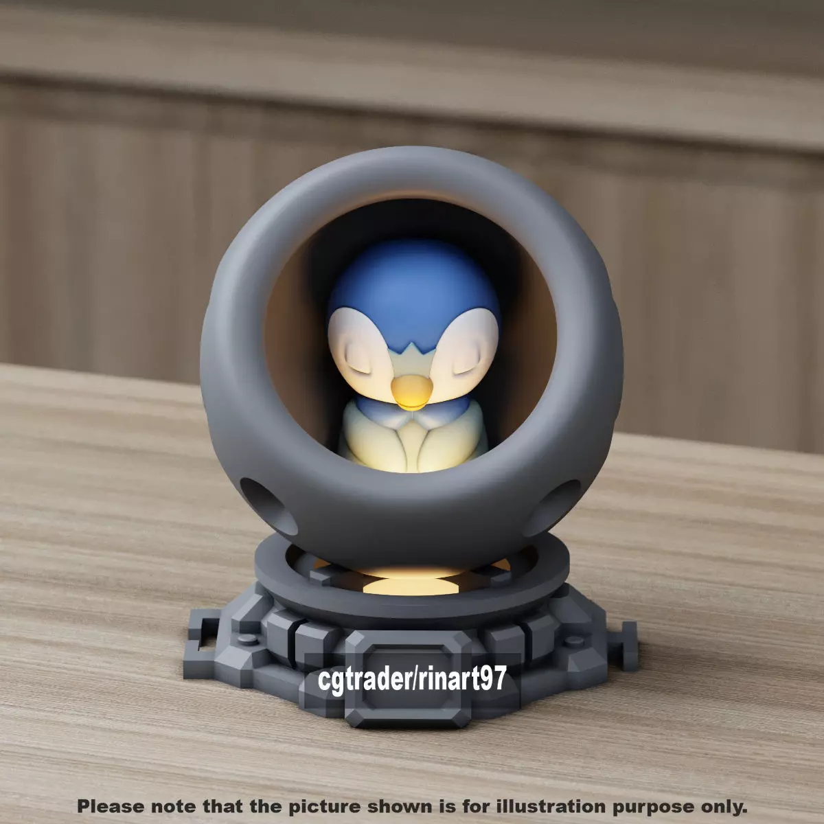 Piplup in healing machine pods from pokemon 3D print model_6