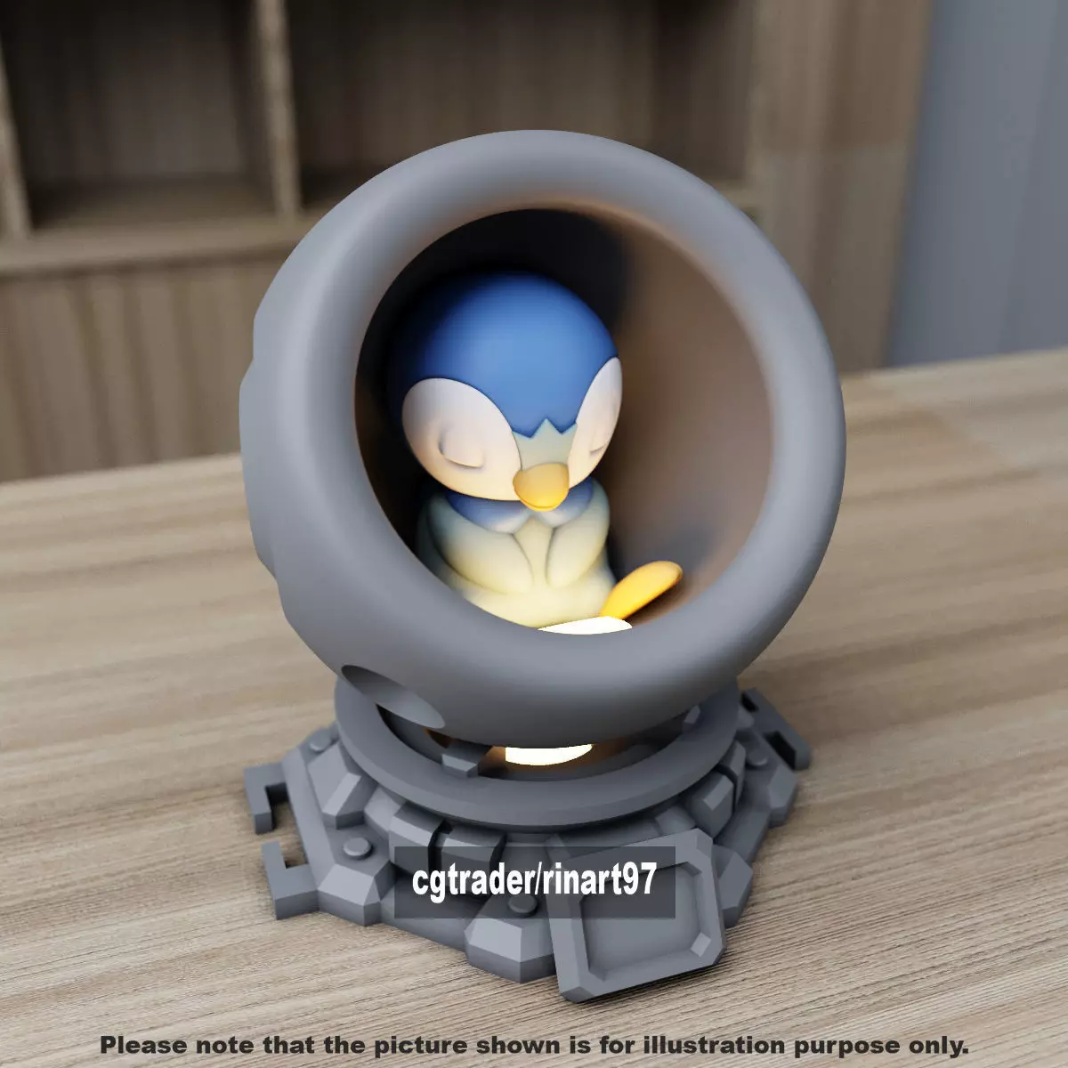 Piplup in healing machine pods from pokemon 3D print model_4