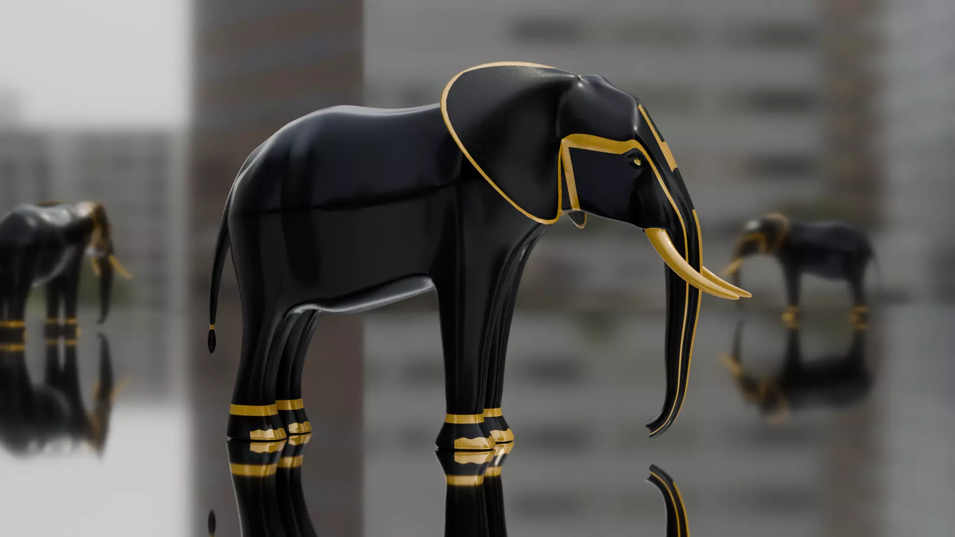 Elephant Architectural Decoration Low-poly 3D model_13