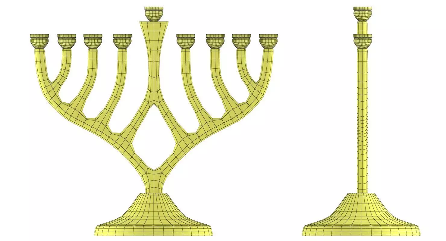 Menorah Silver 3D model_6
