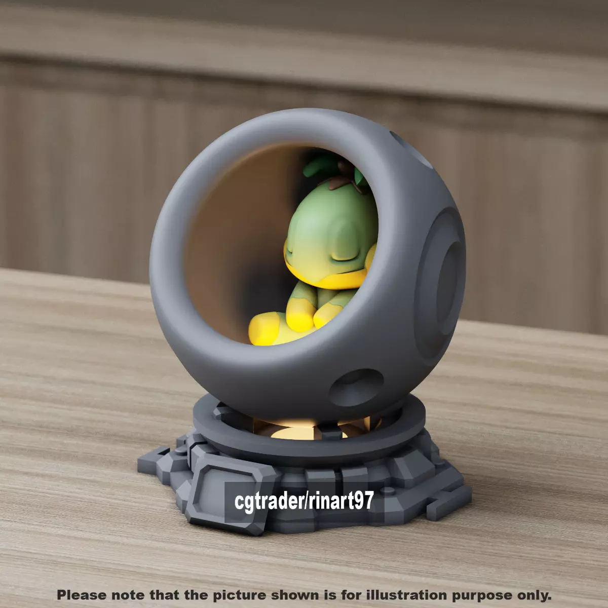 Turtwig in healing machine pods from pokemon 3D print model_12