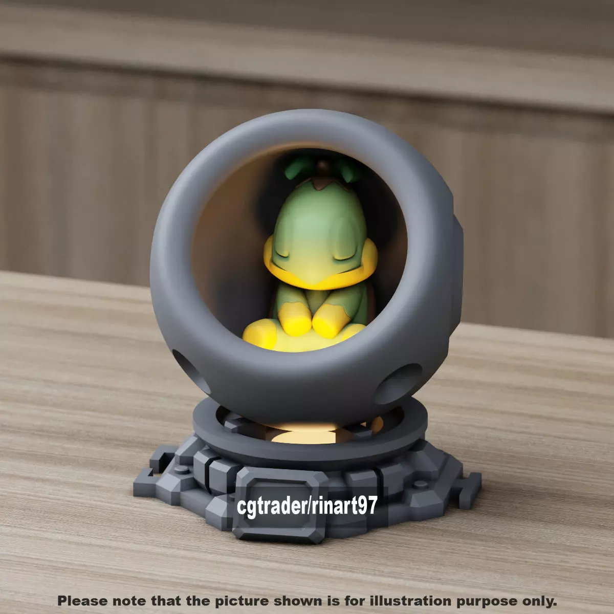 Turtwig in healing machine pods from pokemon 3D print model_5