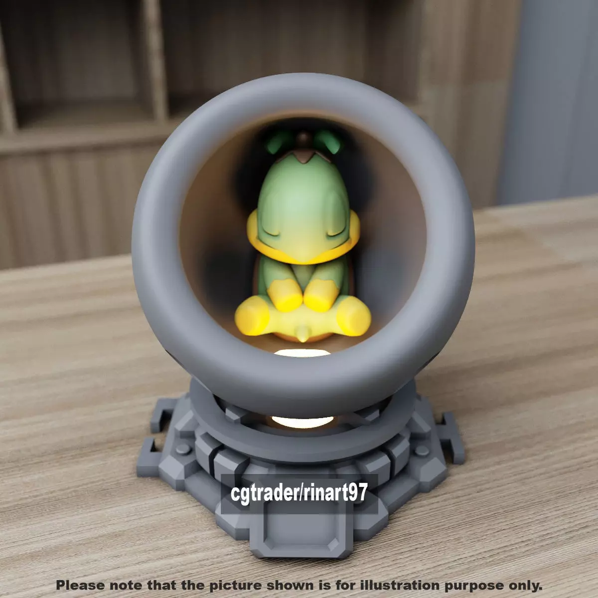 Turtwig in healing machine pods from pokemon 3D print model_2
