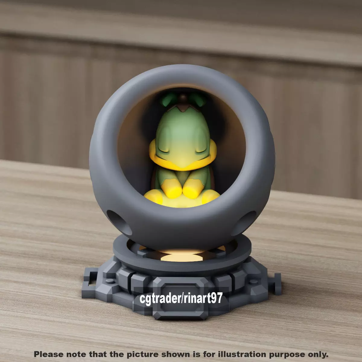 Turtwig in healing machine pods from pokemon 3D print model_6