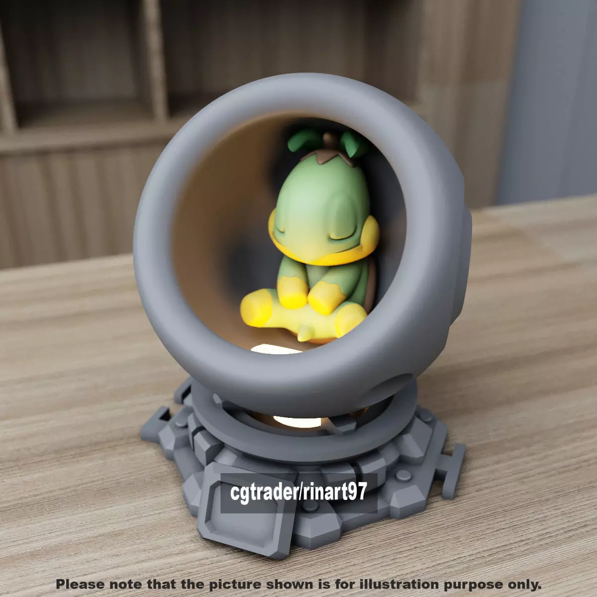 Turtwig in healing machine pods from pokemon 3D print model_3