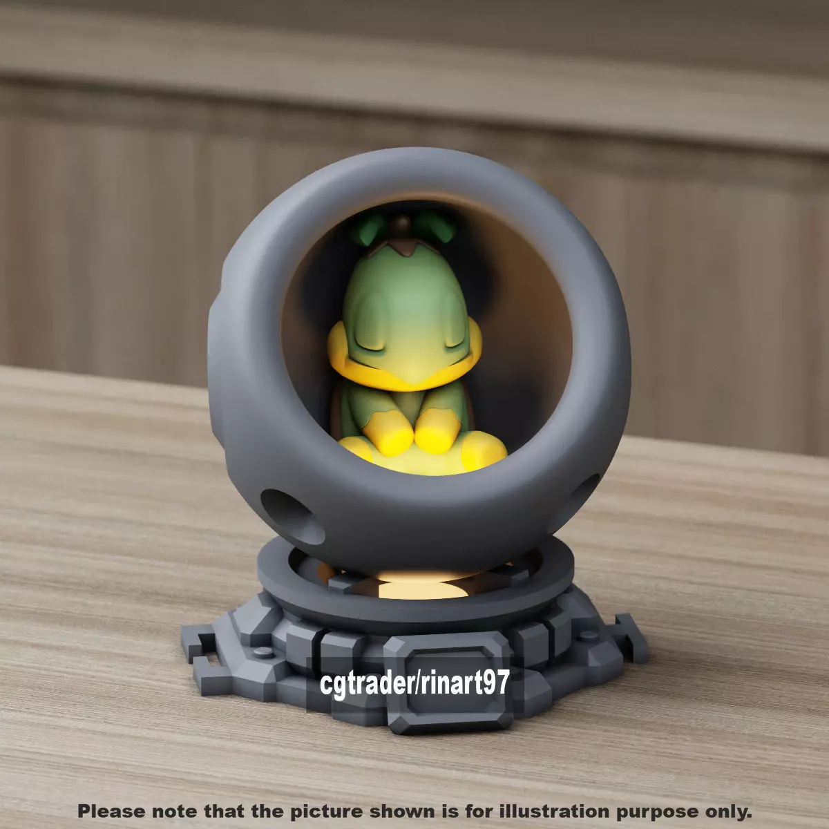 Turtwig in healing machine pods from pokemon 3D print model_7