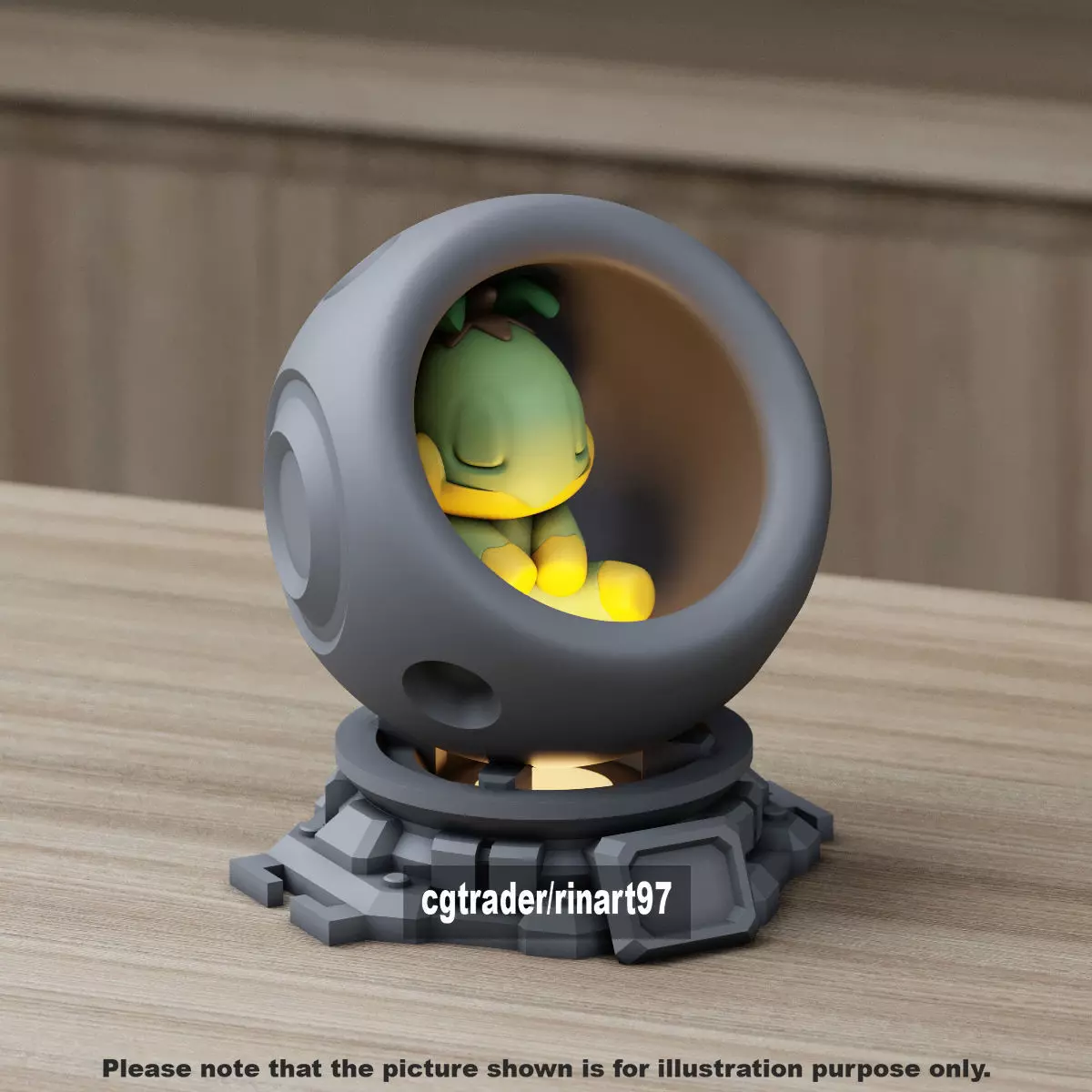 Turtwig in healing machine pods from pokemon 3D print model_9