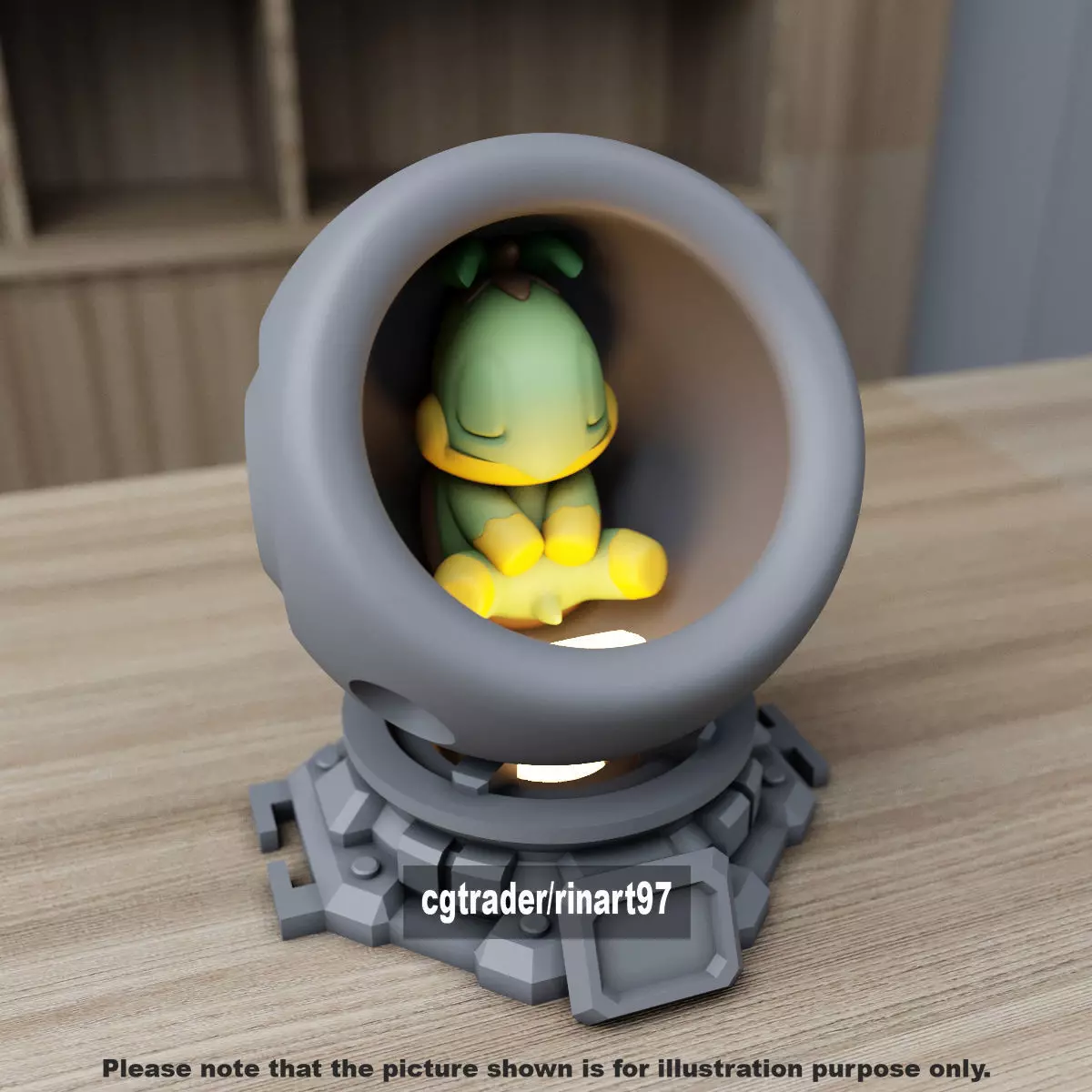 Turtwig in healing machine pods from pokemon 3D print model_4