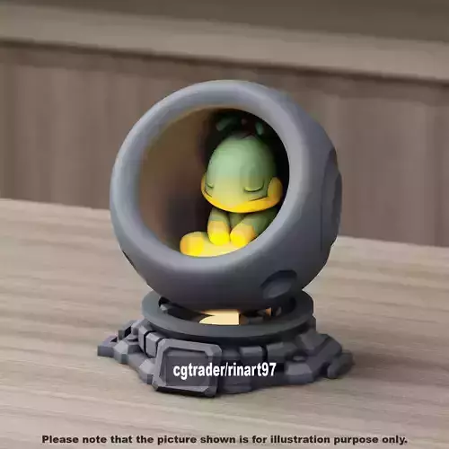 Turtwig in healing machine pods from pokemon 3D print model