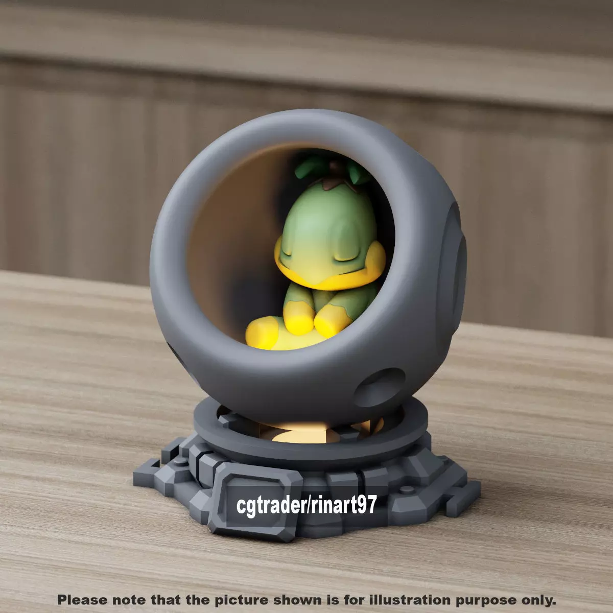 Turtwig in healing machine pods from pokemon 3D print model_0