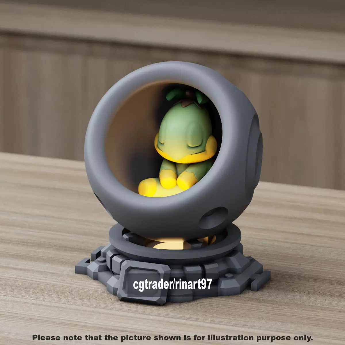 Turtwig in healing machine pods from pokemon 3D print model_11