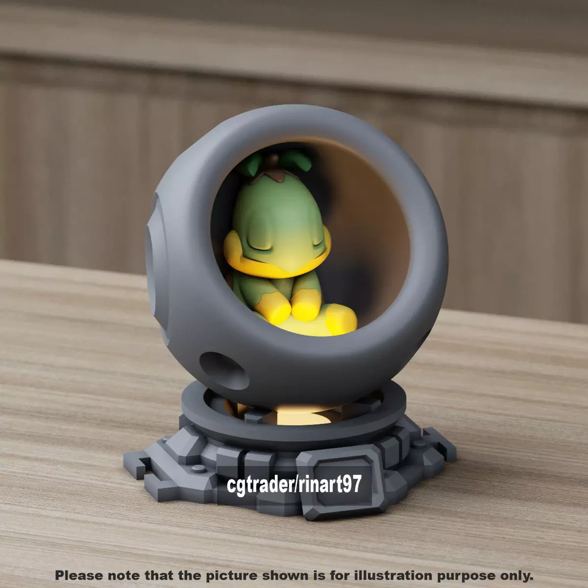 Turtwig in healing machine pods from pokemon 3D print model_8