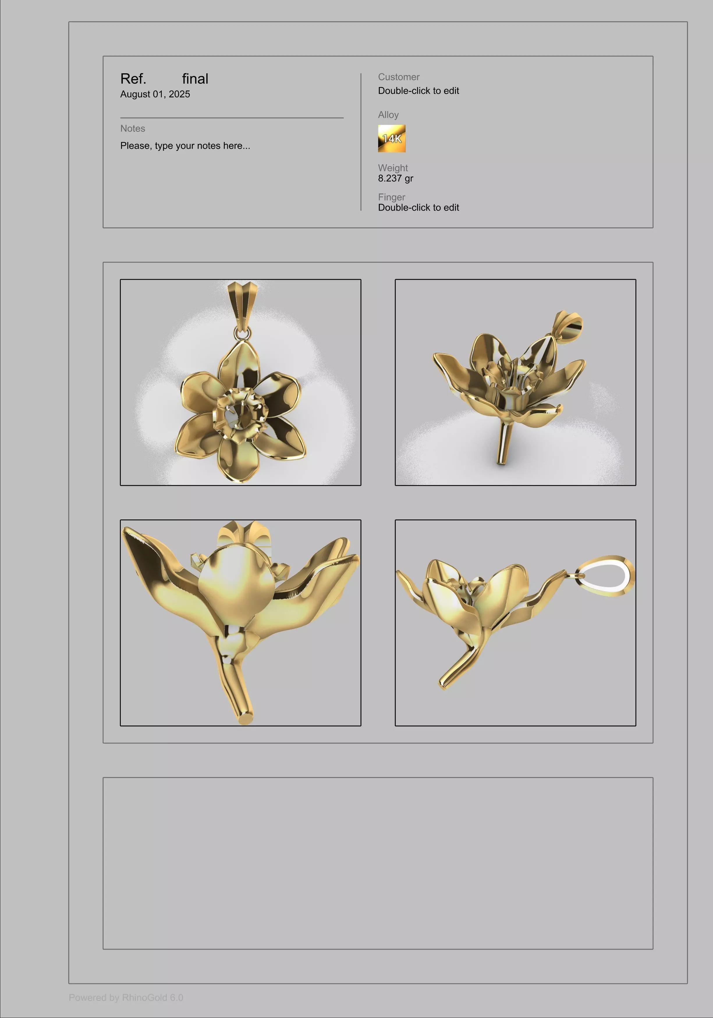 March Jonquil Flower of the Month charm Pendant 3D print model_10