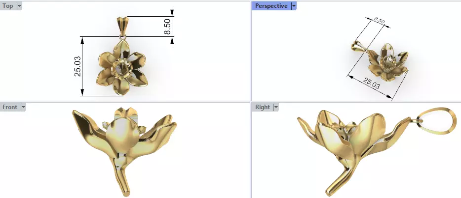 March Jonquil Flower of the Month charm Pendant 3D print model_12