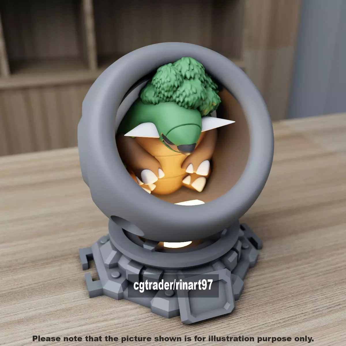 Torterra in healing machine pods from pokemon 3D print model_4