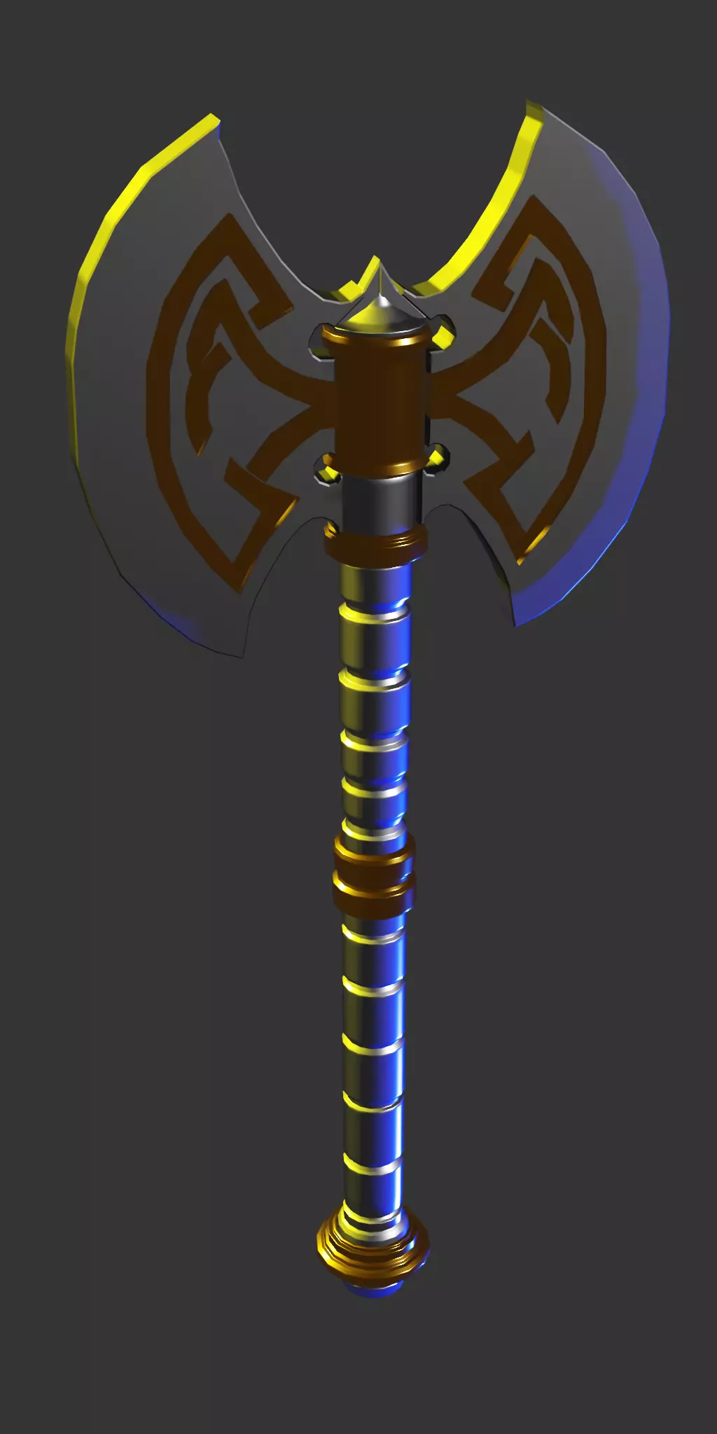 2 axes Low-poly 3D model_3