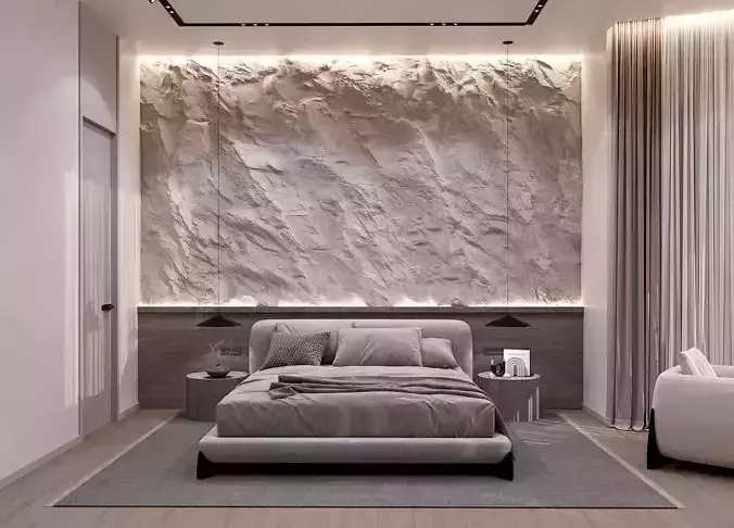 Modern Minimalist Bedroom 3D model