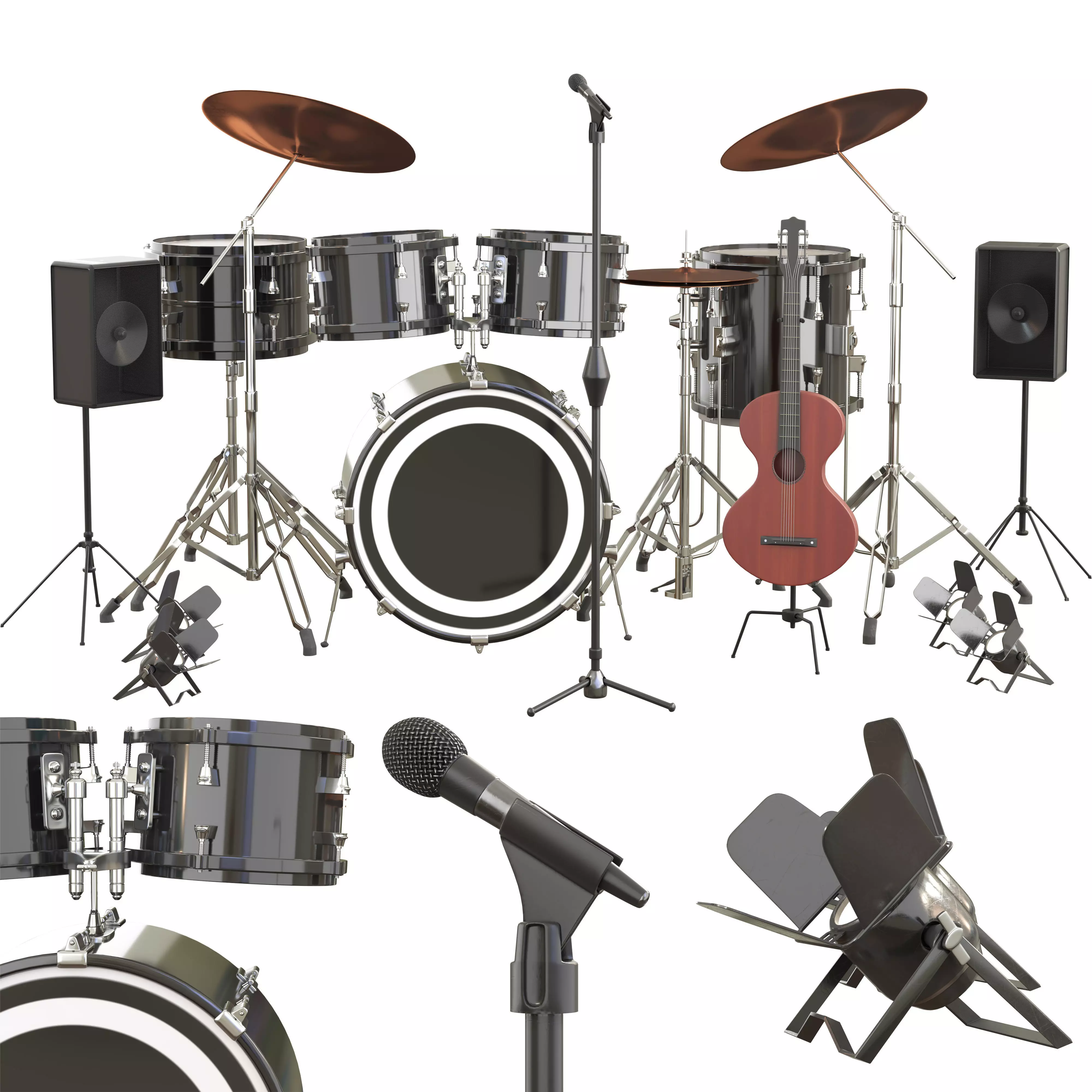musical instruments Stage Set 3D model_0