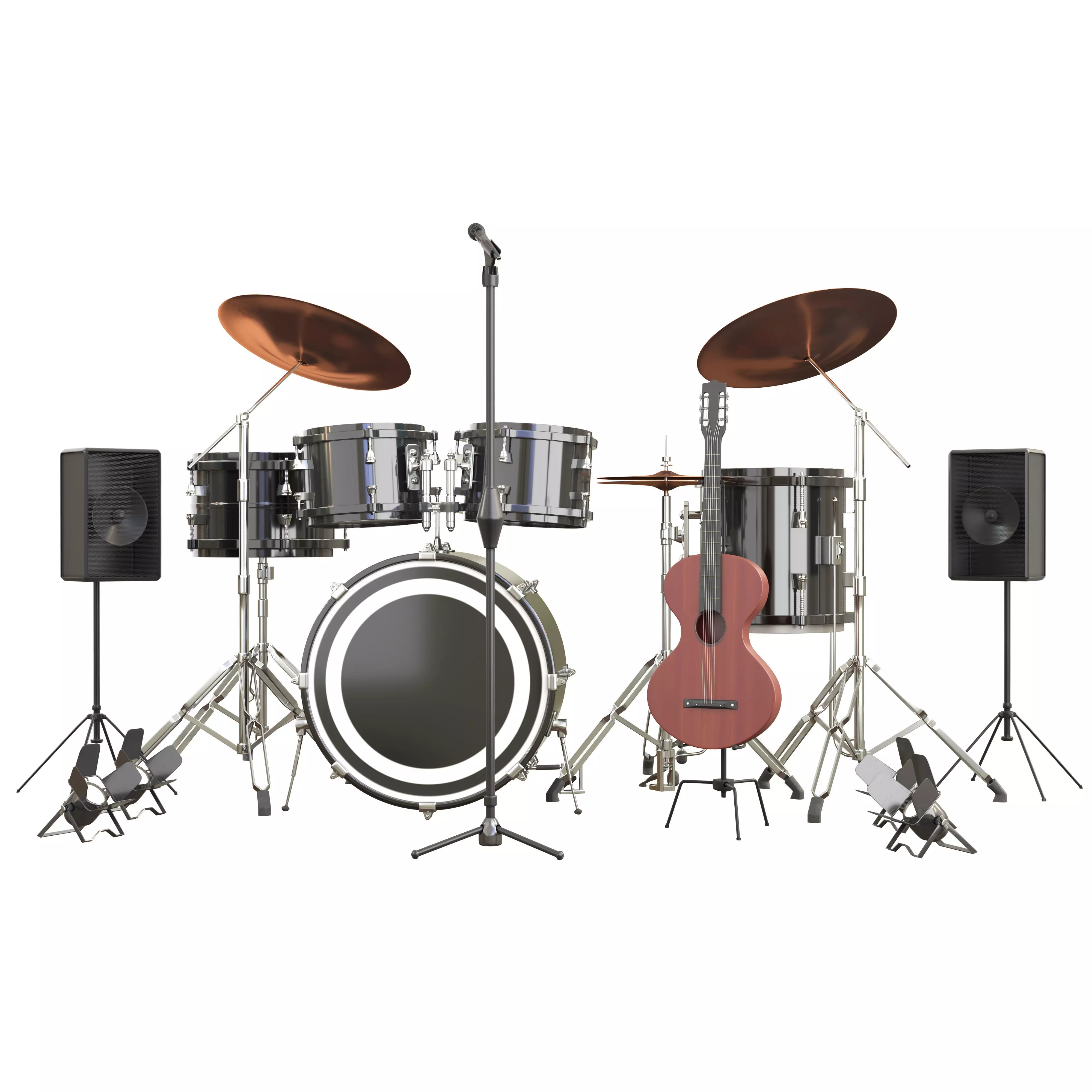 musical instruments Stage Set 3D model_1