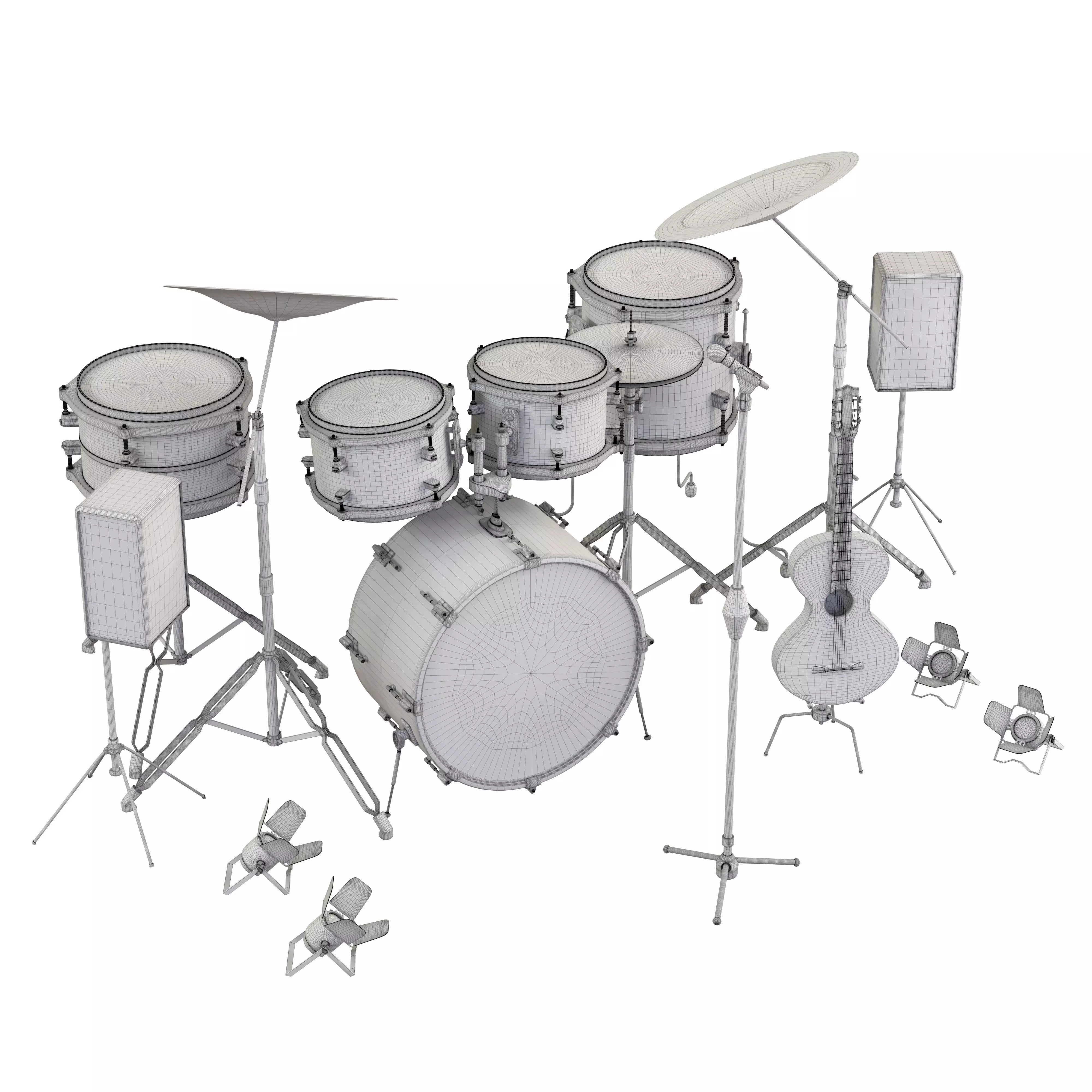 musical instruments Stage Set 3D model_4
