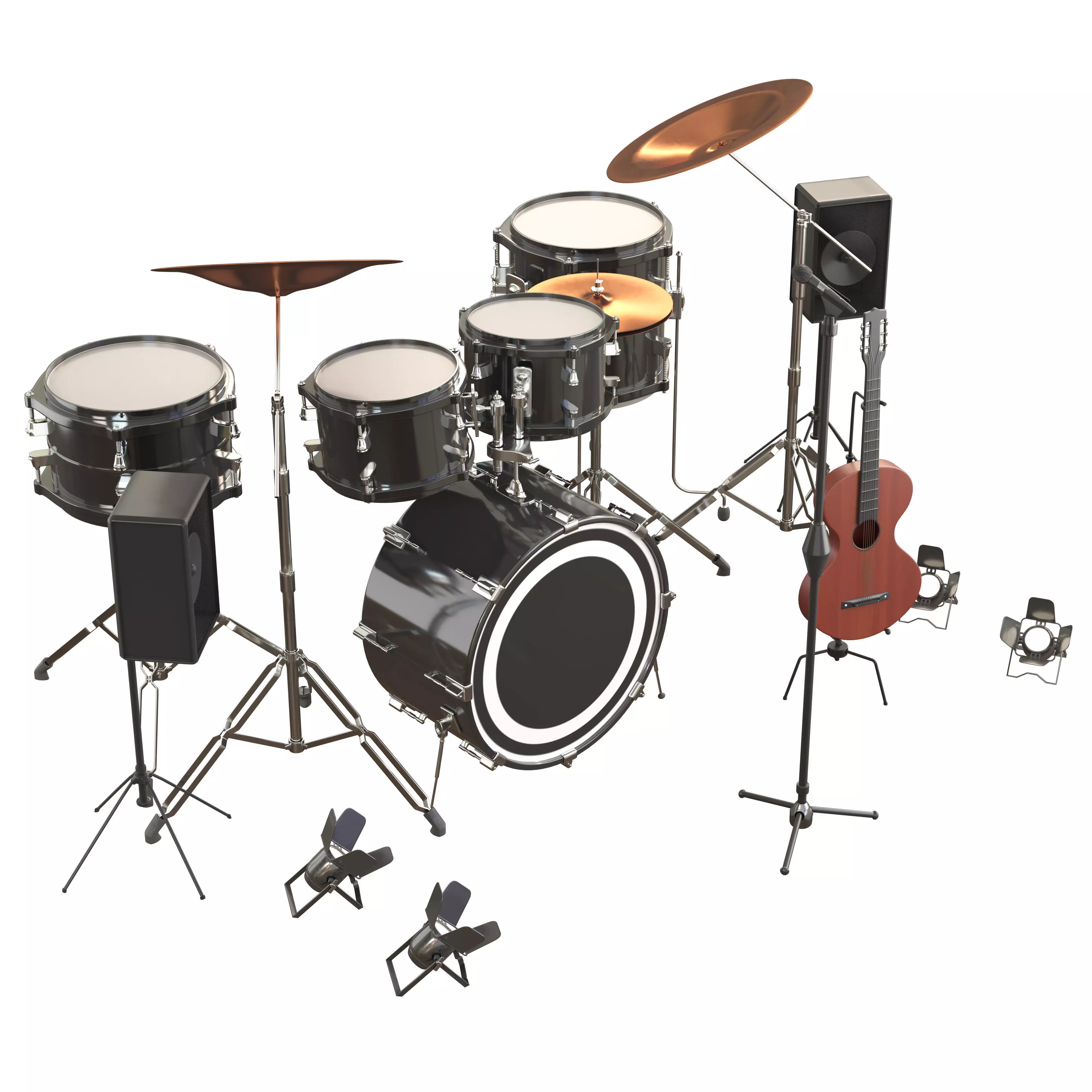 musical instruments Stage Set 3D model_3