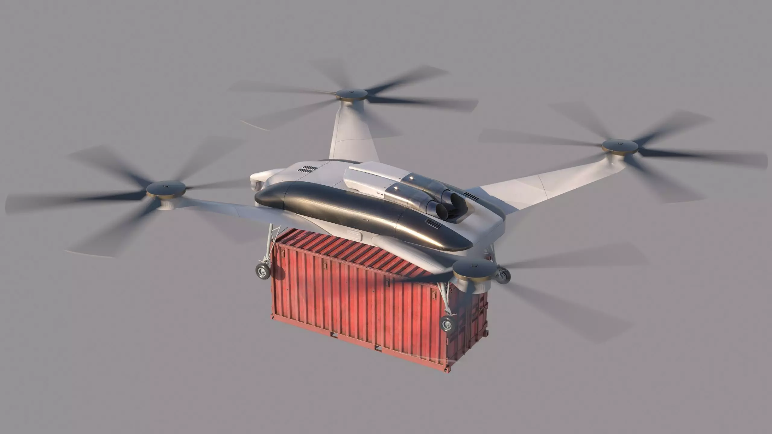 Realistic Heavy Cargo Drone Low-poly 3D model_4