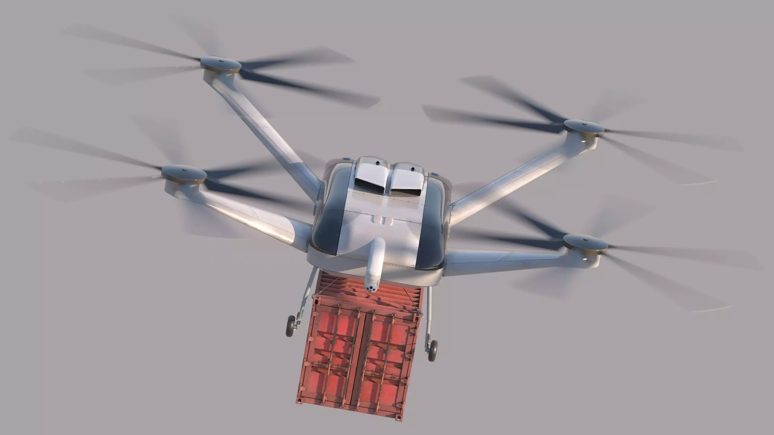 Realistic Heavy Cargo Drone Low-poly 3D model_10
