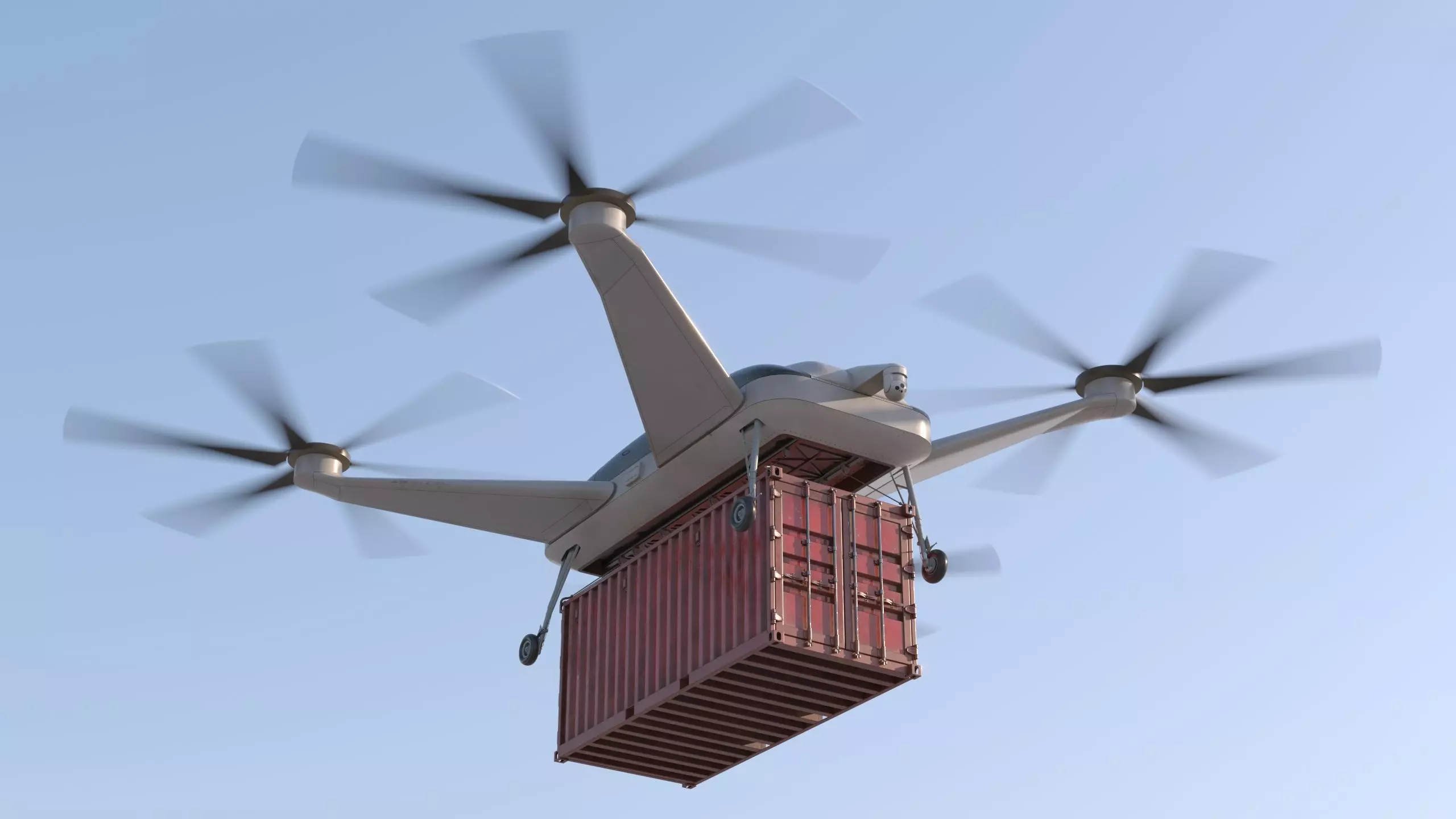 Realistic Heavy Cargo Drone Low-poly 3D model_3
