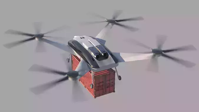 Realistic Heavy Cargo Drone Low-poly 3D model
