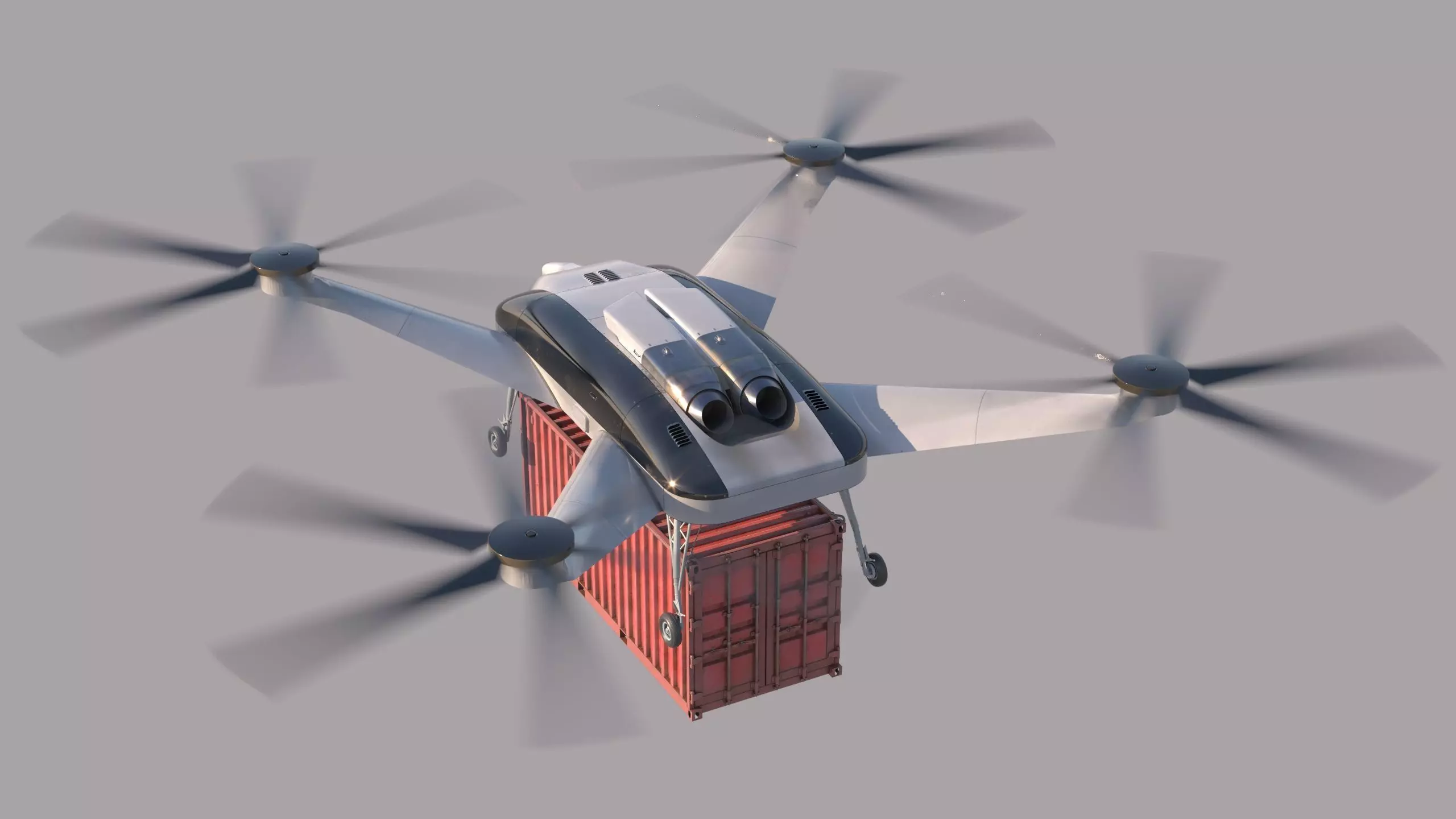 Realistic Heavy Cargo Drone Low-poly 3D model_0