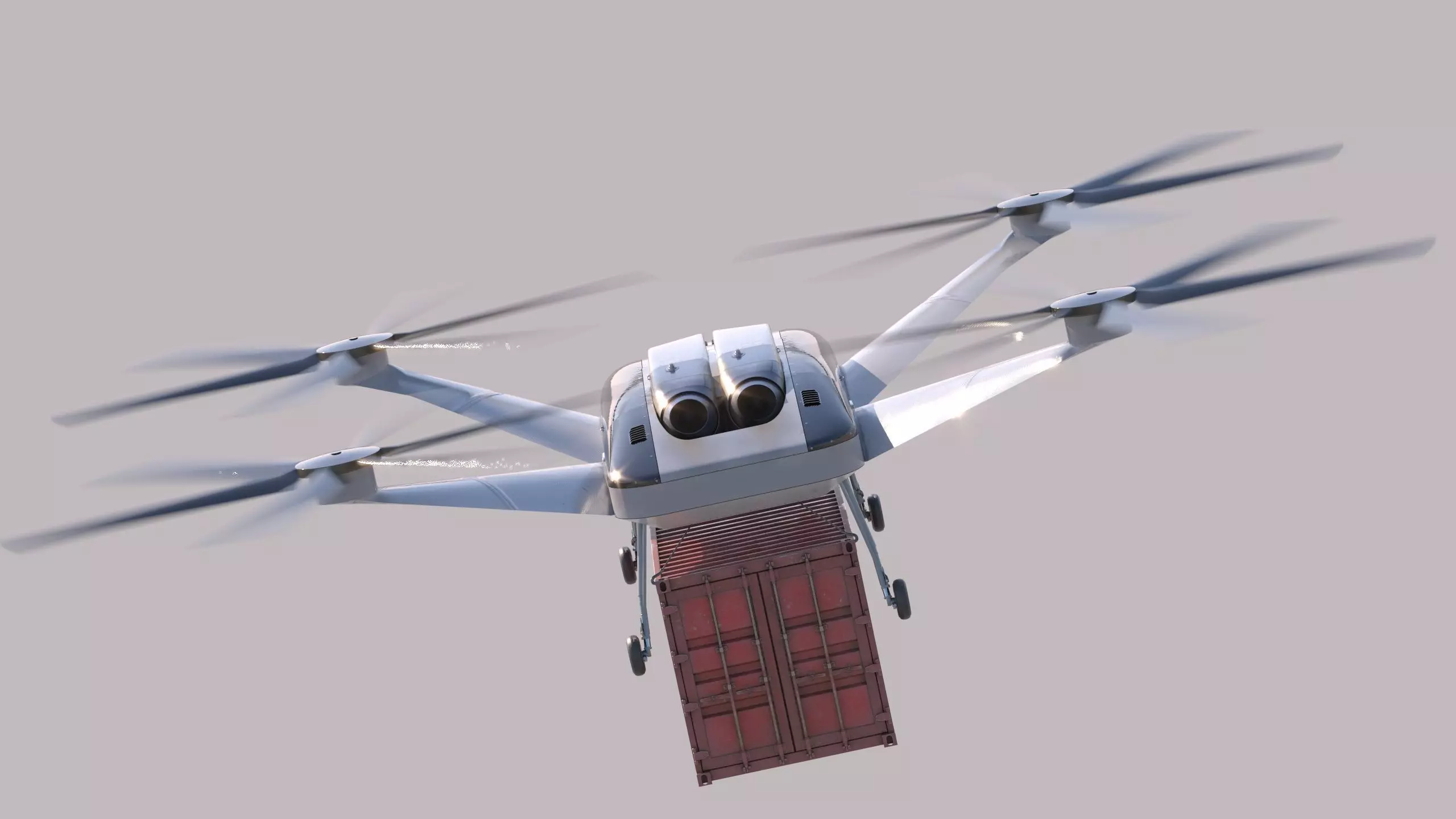 Realistic Heavy Cargo Drone Low-poly 3D model_11