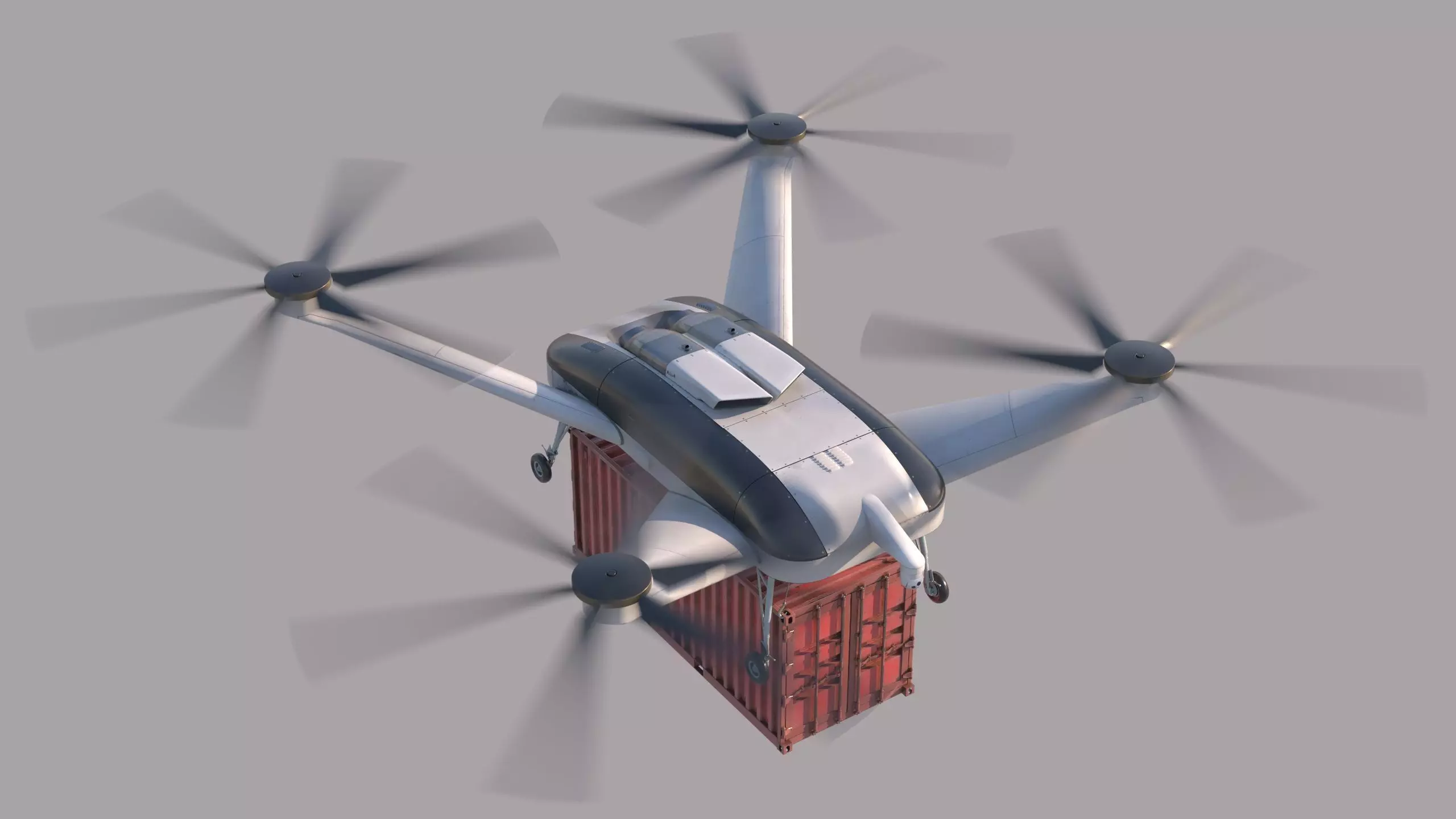 Realistic Heavy Cargo Drone Low-poly 3D model_6