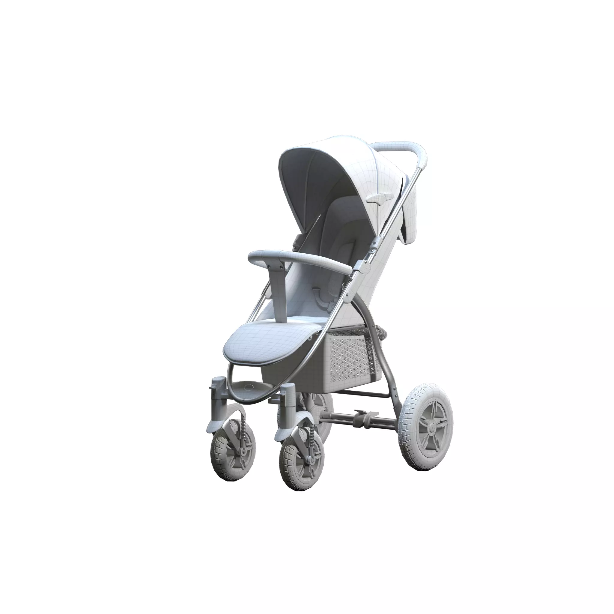 Baby Stroller Low-poly 3D model_2