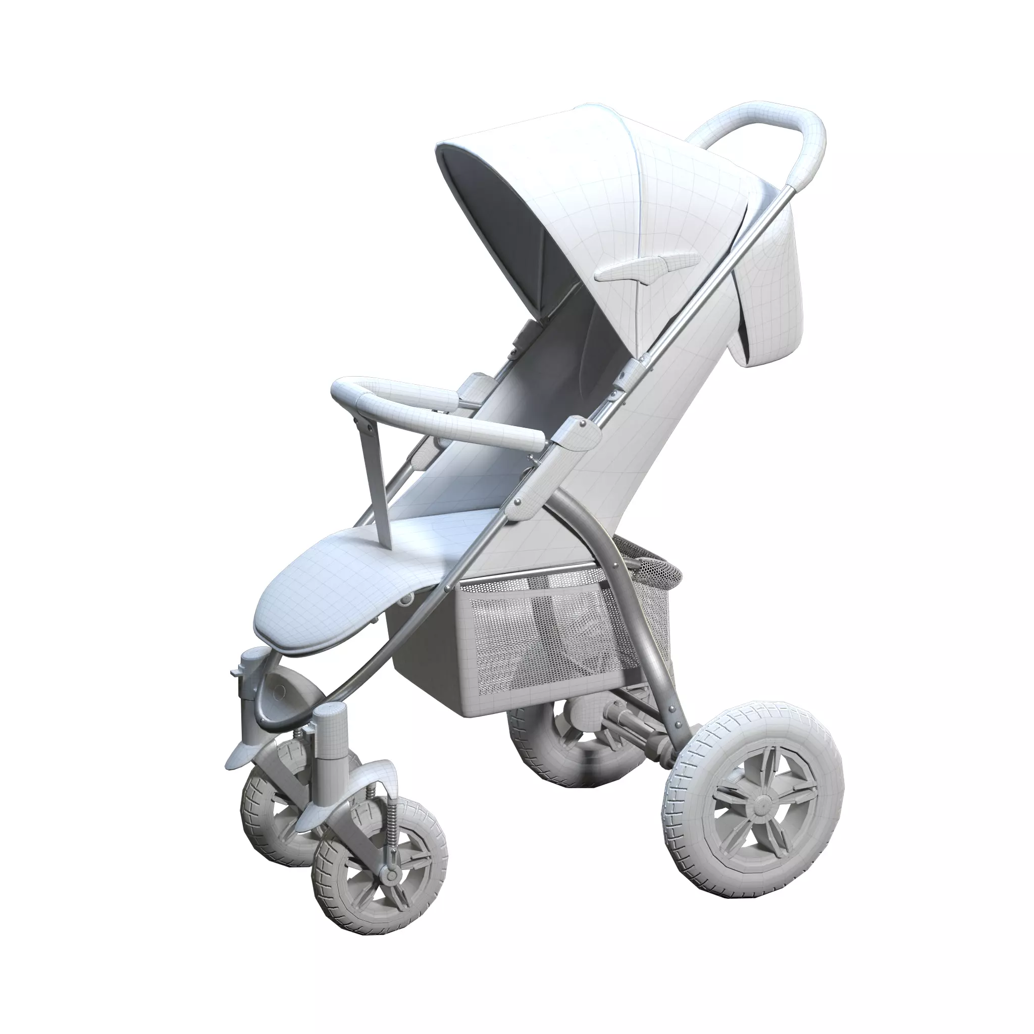 Baby Stroller Low-poly 3D model_10