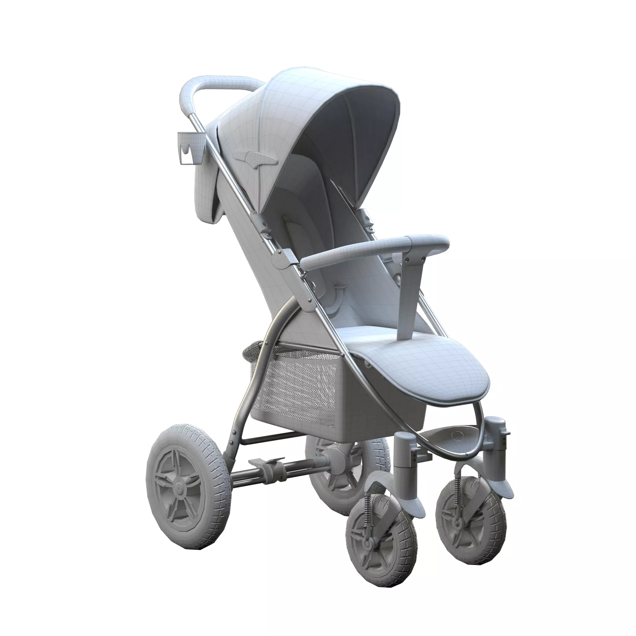 Baby Stroller Low-poly 3D model_3