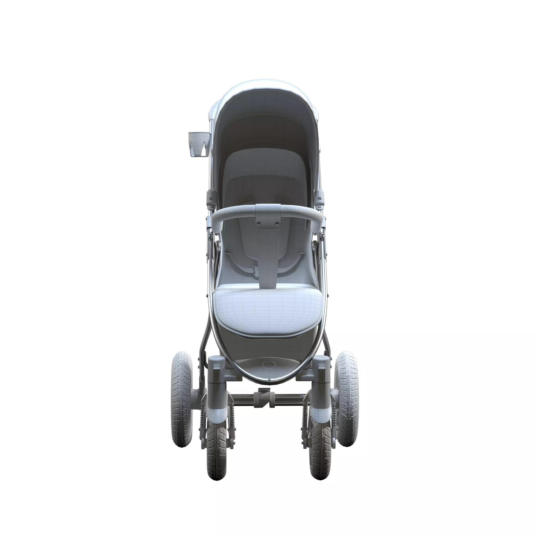 Baby Stroller Low-poly 3D model_6