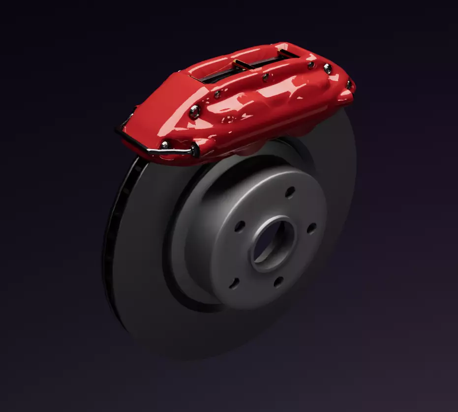 4 piston disc brakes Low-poly 3D model