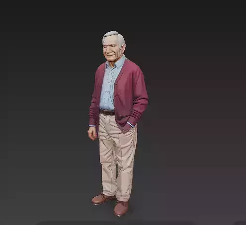 Elderly Gentleman Character - Heartwarming 3D Model of Grace Low-poly 3D model